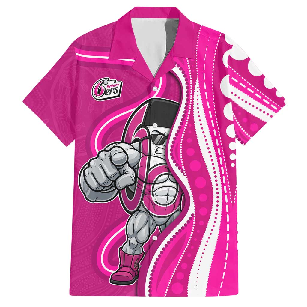 Sydney Sixers Hawaiian Shirt Aboriginal Dot Art Pink White - Tribal Wave Pattern