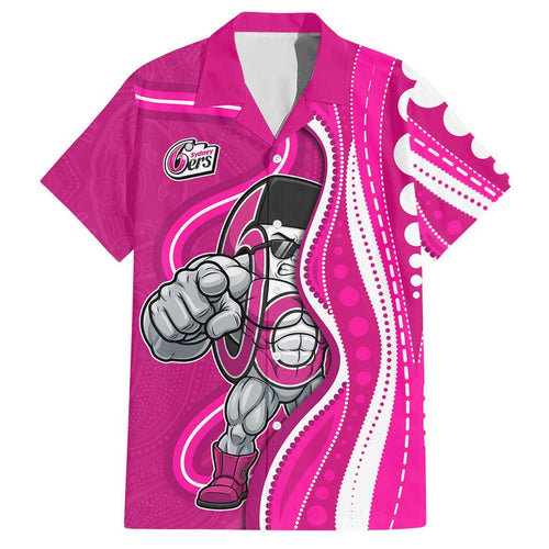 Sydney Sixers Hawaiian Shirt Aboriginal Dot Art Pink White - Tribal Wave Pattern