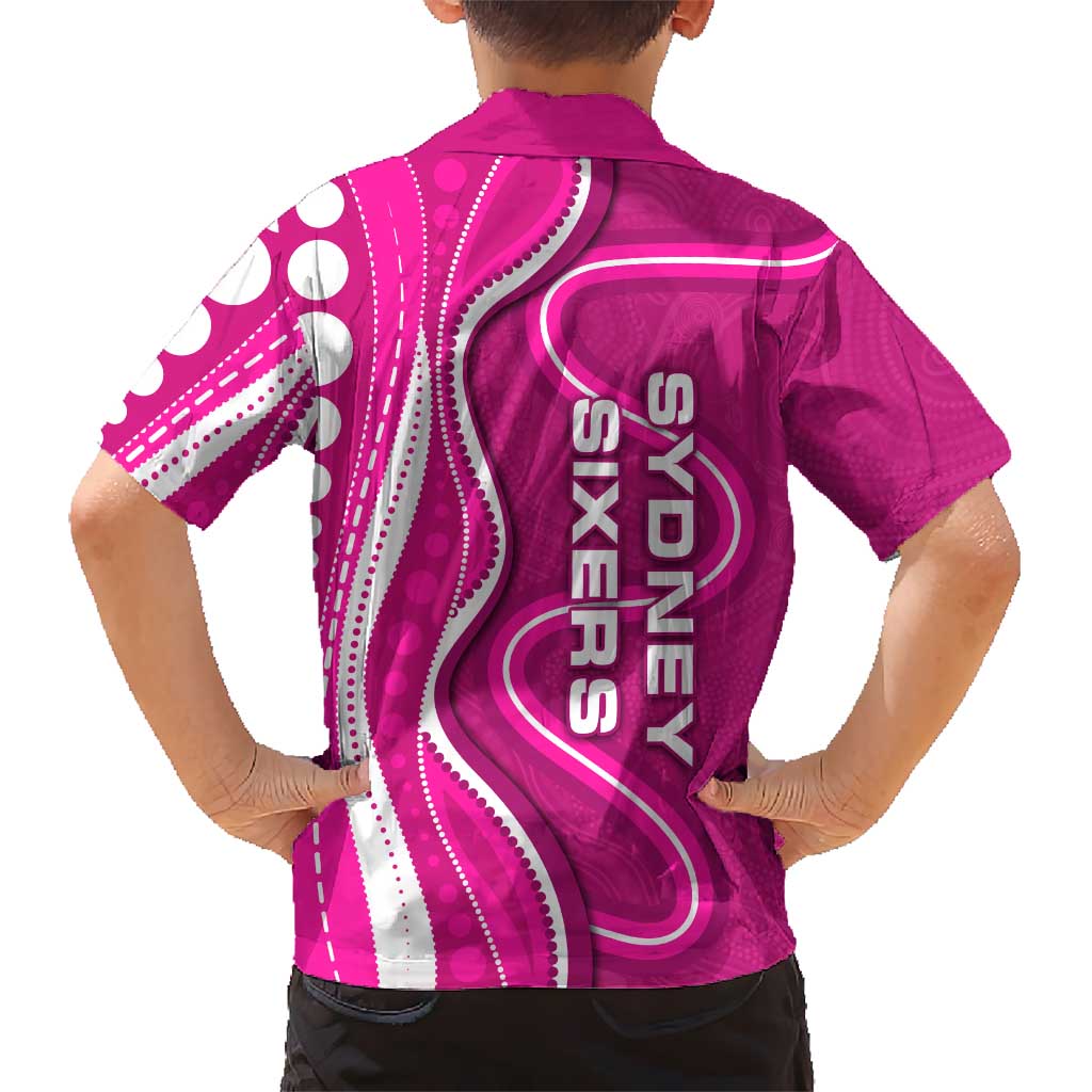 Sydney Sixers Hawaiian Shirt Aboriginal Dot Art Pink White - Tribal Wave Pattern