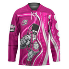 Sydney Sixers Hockey Jersey Aboriginal Dot Art Pink White - Tribal Wave Pattern