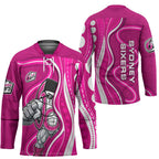Sydney Sixers Hockey Jersey Aboriginal Dot Art Pink White - Tribal Wave Pattern