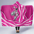 Sydney Sixers Hooded Blanket Aboriginal Dot Art Pink White - Tribal Wave Pattern