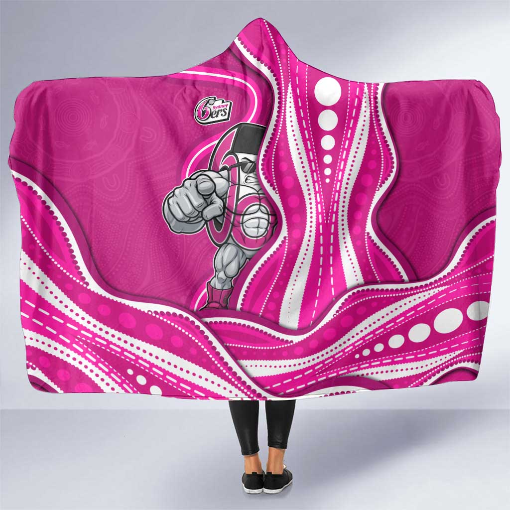 Sydney Sixers Hooded Blanket Aboriginal Dot Art Pink White - Tribal Wave Pattern