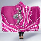Sydney Sixers Hooded Blanket Aboriginal Dot Art Pink White - Tribal Wave Pattern