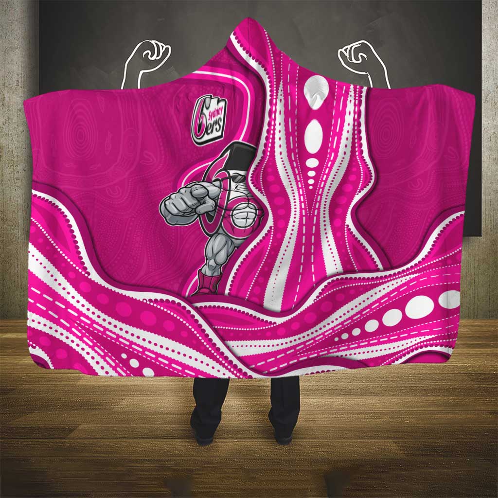 Sydney Sixers Hooded Blanket Aboriginal Dot Art Pink White - Tribal Wave Pattern