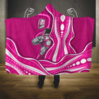 Sydney Sixers Hooded Blanket Aboriginal Dot Art Pink White - Tribal Wave Pattern