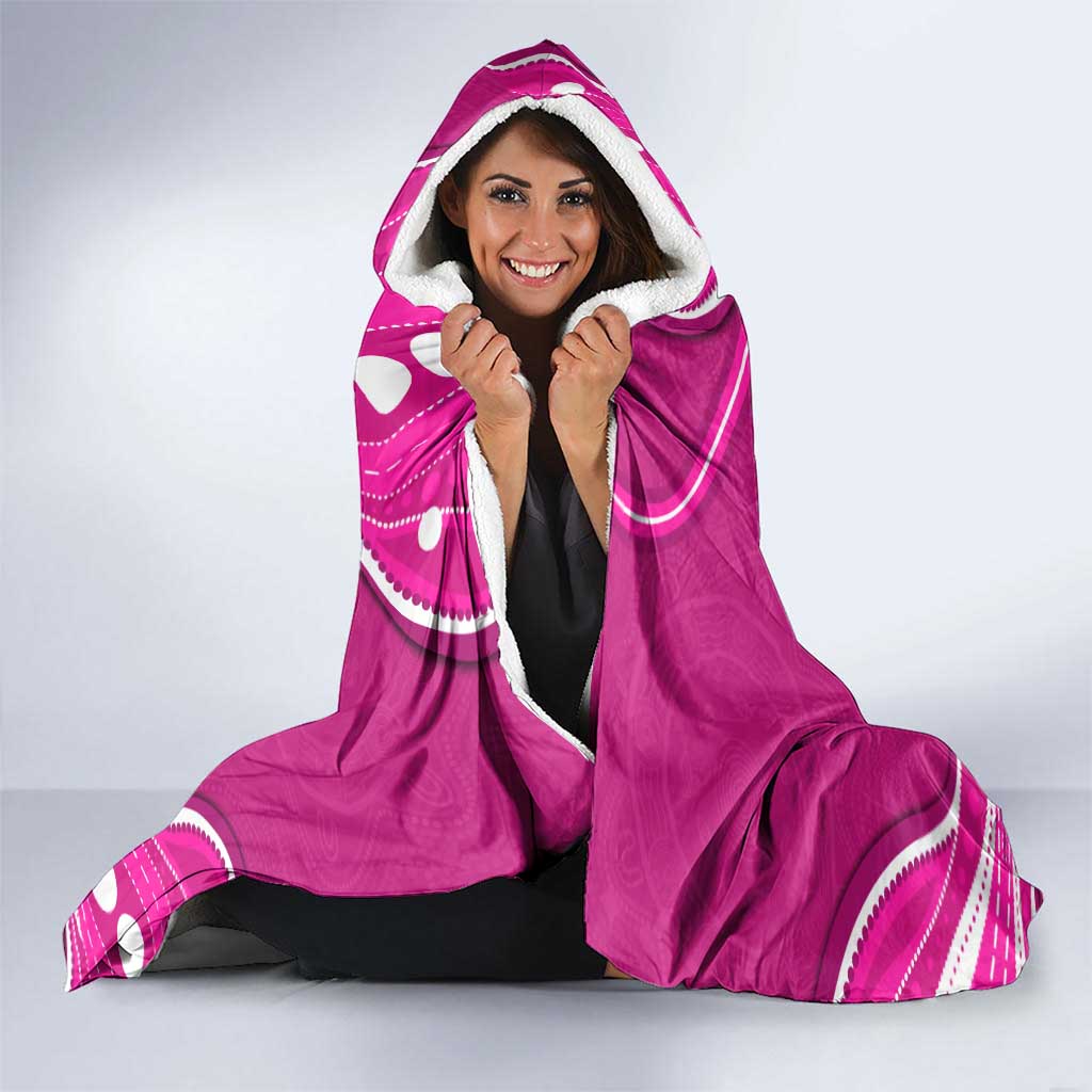Sydney Sixers Hooded Blanket Aboriginal Dot Art Pink White - Tribal Wave Pattern