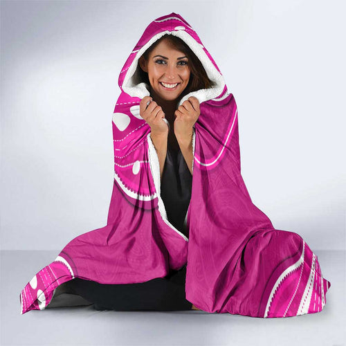 Sydney Sixers Hooded Blanket Aboriginal Dot Art Pink White - Tribal Wave Pattern