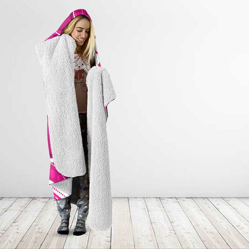 Sydney Sixers Hooded Blanket Aboriginal Dot Art Pink White - Tribal Wave Pattern