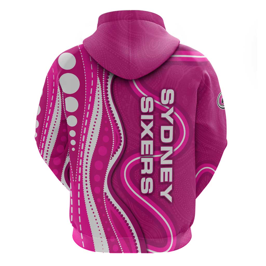 Sydney Sixers Hoodie Aboriginal Dot Art Pink White - Tribal Wave Pattern