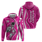 Sydney Sixers Hoodie Aboriginal Dot Art Pink White - Tribal Wave Pattern