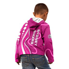 Sydney Sixers Kid Hoodie Aboriginal Dot Art Pink White - Tribal Wave Pattern