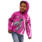 Sydney Sixers Kid Hoodie Aboriginal Dot Art Pink White - Tribal Wave Pattern