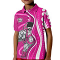 Sydney Sixers Kid Polo Shirt Aboriginal Dot Art Pink White - Tribal Wave Pattern