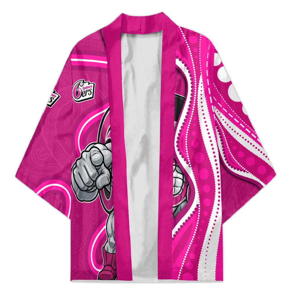 Sydney Sixers Kimono Aboriginal Dot Art Pink White - Tribal Wave Pattern