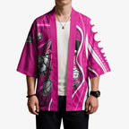 Sydney Sixers Kimono Aboriginal Dot Art Pink White - Tribal Wave Pattern