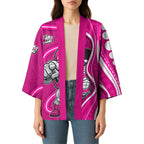 Sydney Sixers Kimono Aboriginal Dot Art Pink White - Tribal Wave Pattern