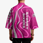 Sydney Sixers Kimono Aboriginal Dot Art Pink White - Tribal Wave Pattern