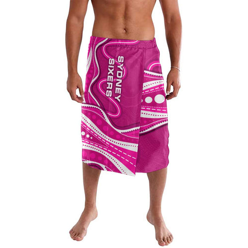 Sydney Sixers Lavalava Aboriginal Dot Art Pink White - Tribal Wave Pattern