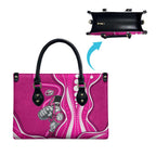 Sydney Sixers Leather Bag Aboriginal Dot Art Pink White - Tribal Wave Pattern