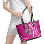 Sydney Sixers Leather Tote Bag Aboriginal Dot Art Pink White - Tribal Wave Pattern