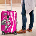 Sydney Sixers Luggage Cover Aboriginal Dot Art Pink White - Tribal Wave Pattern