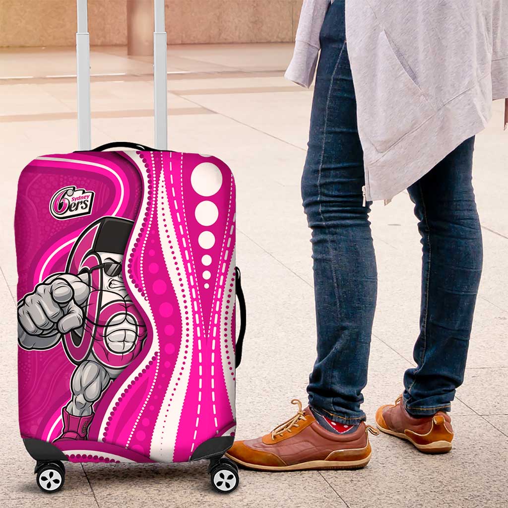 Sydney Sixers Luggage Cover Aboriginal Dot Art Pink White - Tribal Wave Pattern