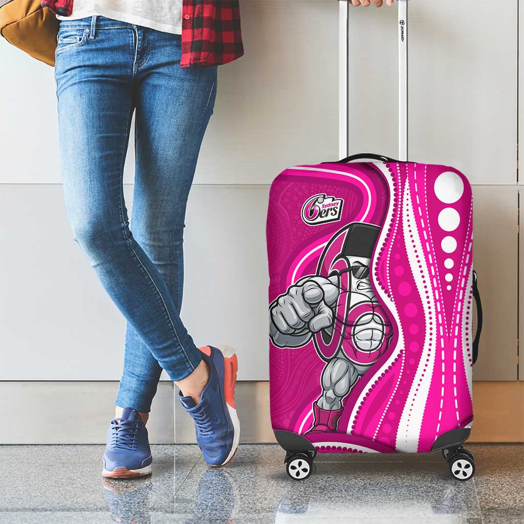 Sydney Sixers Luggage Cover Aboriginal Dot Art Pink White - Tribal Wave Pattern