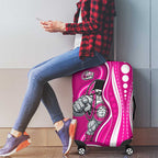 Sydney Sixers Luggage Cover Aboriginal Dot Art Pink White - Tribal Wave Pattern