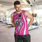 Sydney Sixers Men Tank Top Aboriginal Dot Art Pink White - Tribal Wave Pattern