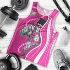Sydney Sixers Men Tank Top Aboriginal Dot Art Pink White - Tribal Wave Pattern