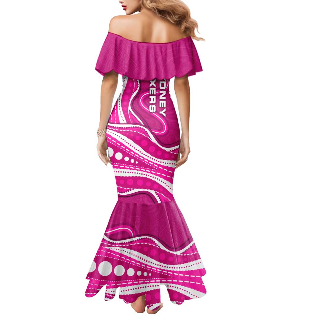 Sydney Sixers Mermaid Dress Aboriginal Dot Art Pink White - Tribal Wave Pattern
