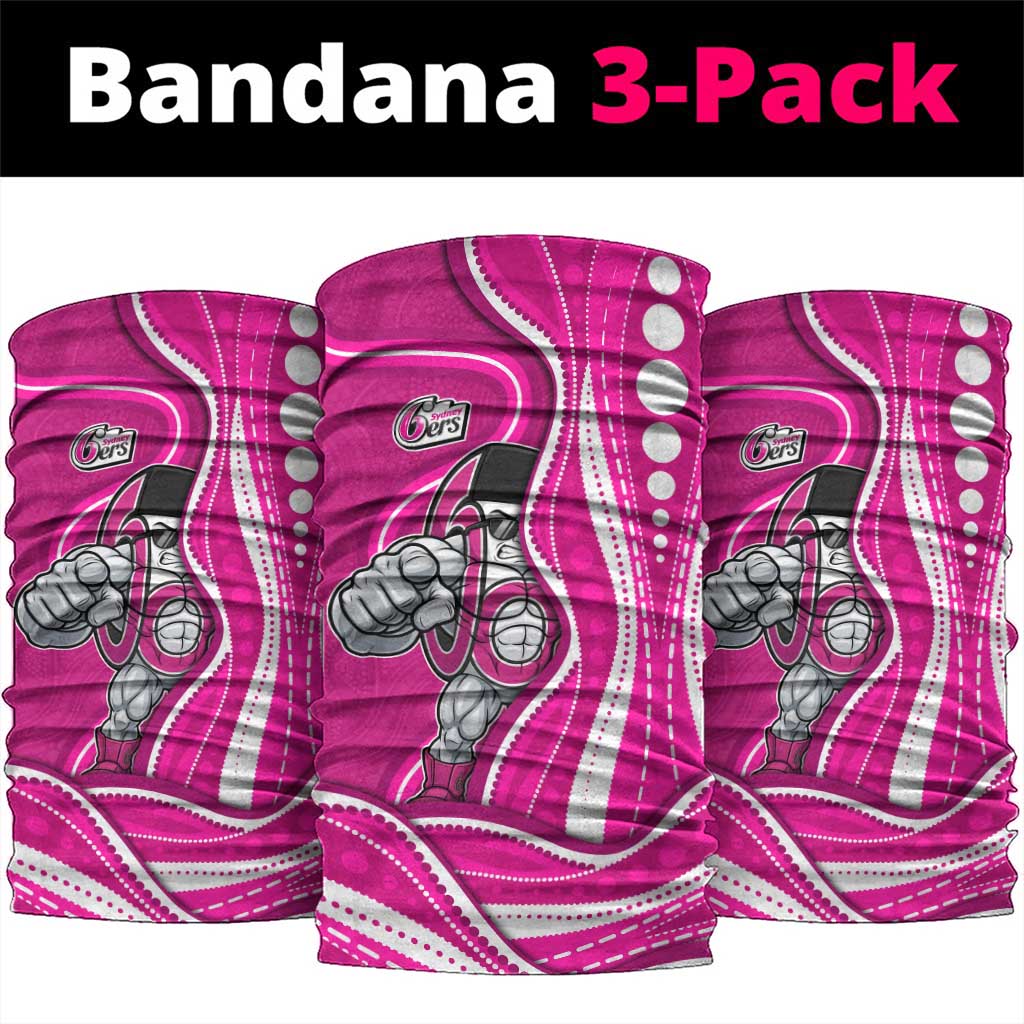 Sydney Sixers Neck Gaiter Aboriginal Dot Art Pink White - Tribal Wave Pattern
