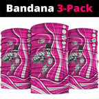 Sydney Sixers Neck Gaiter Aboriginal Dot Art Pink White - Tribal Wave Pattern