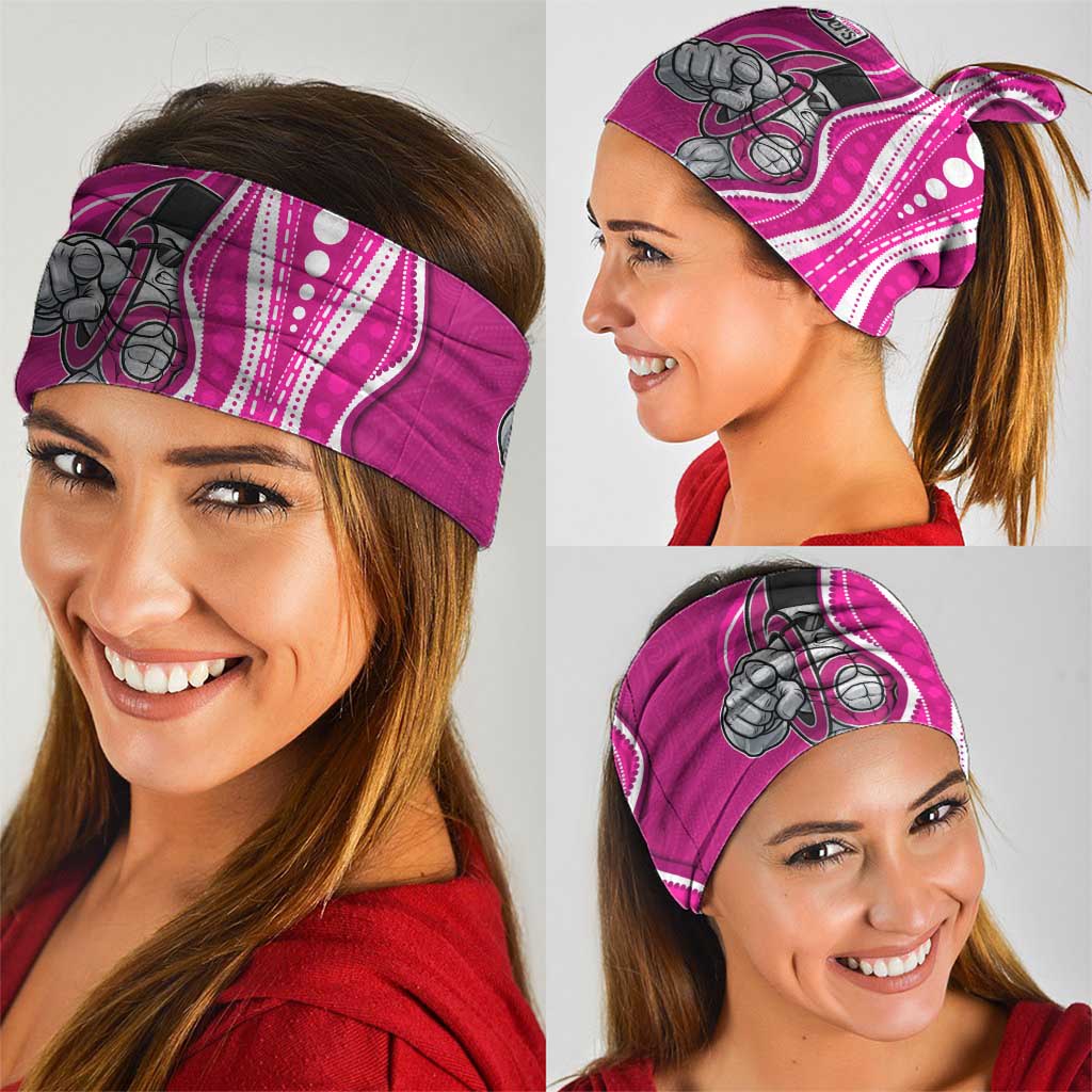 Sydney Sixers Neck Gaiter Aboriginal Dot Art Pink White - Tribal Wave Pattern