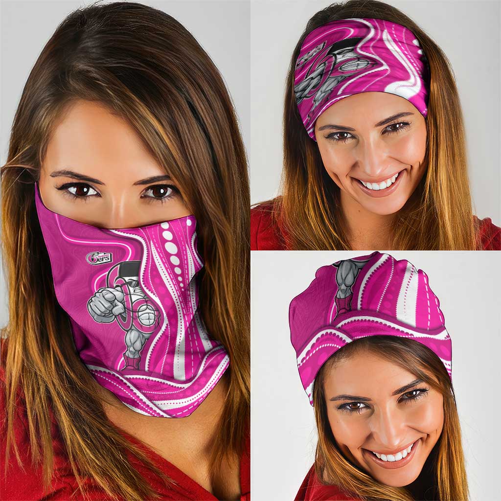Sydney Sixers Neck Gaiter Aboriginal Dot Art Pink White - Tribal Wave Pattern