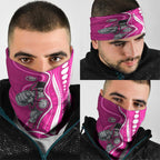 Sydney Sixers Neck Gaiter Aboriginal Dot Art Pink White - Tribal Wave Pattern