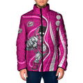 Sydney Sixers Padded Jacket Aboriginal Dot Art Pink White - Tribal Wave Pattern