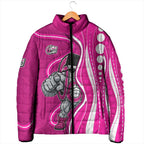 Sydney Sixers Padded Jacket Aboriginal Dot Art Pink White - Tribal Wave Pattern