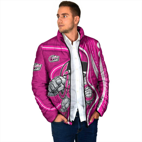 Sydney Sixers Padded Jacket Aboriginal Dot Art Pink White - Tribal Wave Pattern