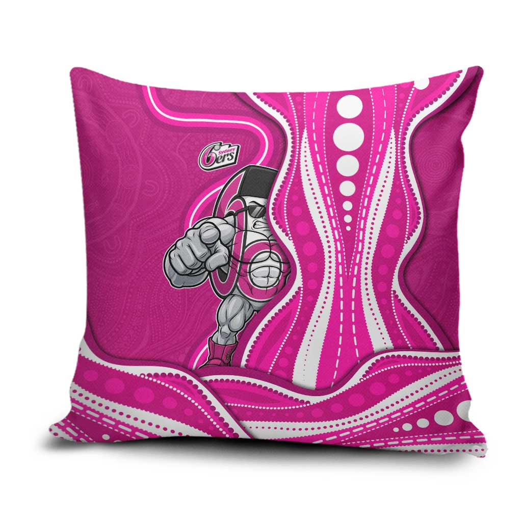 Sydney Sixers Pillow Cover Aboriginal Dot Art Pink White - Tribal Wave Pattern