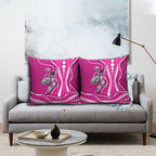 Sydney Sixers Pillow Cover Aboriginal Dot Art Pink White - Tribal Wave Pattern