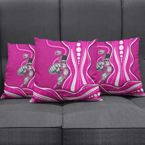 Sydney Sixers Pillow Cover Aboriginal Dot Art Pink White - Tribal Wave Pattern