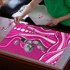 Sydney Sixers Puzzle Aboriginal Dot Art Pink White - Tribal Wave Pattern
