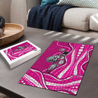 Sydney Sixers Puzzle Aboriginal Dot Art Pink White - Tribal Wave Pattern