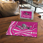 Sydney Sixers Puzzle Aboriginal Dot Art Pink White - Tribal Wave Pattern