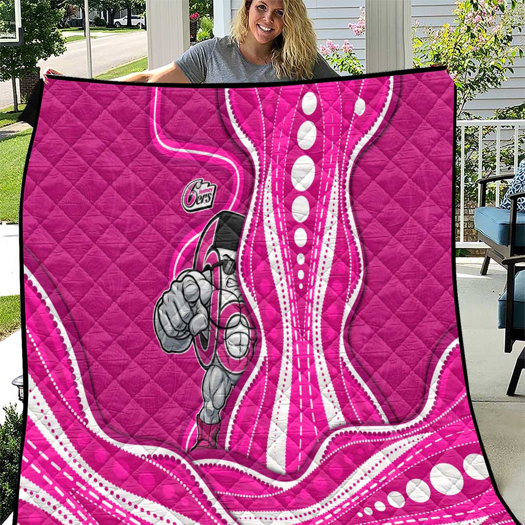 Sydney Sixers Quilt Aboriginal Dot Art Pink White - Tribal Wave Pattern