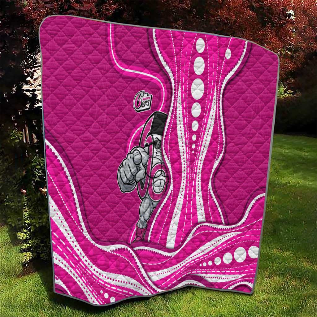 Sydney Sixers Quilt Aboriginal Dot Art Pink White - Tribal Wave Pattern