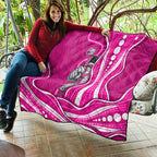 Sydney Sixers Quilt Aboriginal Dot Art Pink White - Tribal Wave Pattern