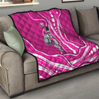 Sydney Sixers Quilt Aboriginal Dot Art Pink White - Tribal Wave Pattern